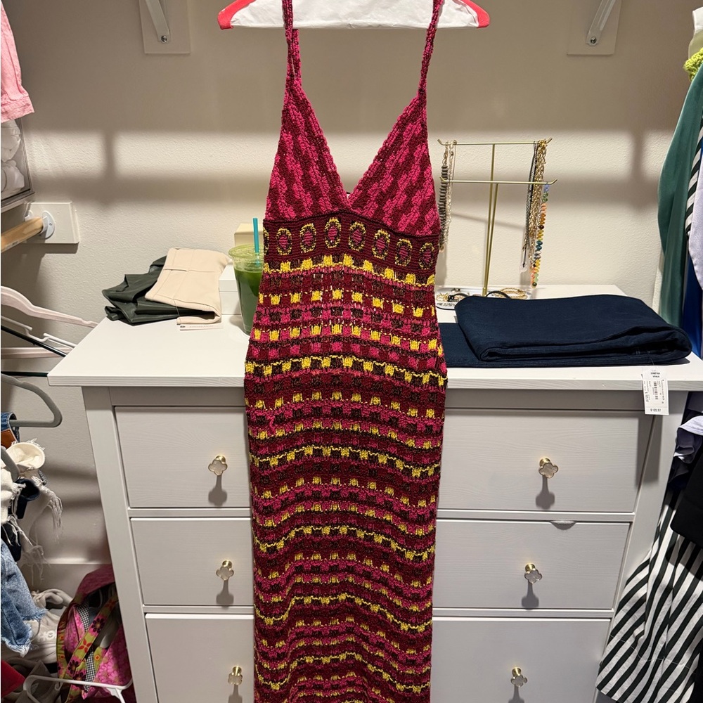Zara Pink and Yellow Patterned Maxi Dress